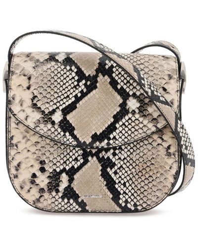 Jil Sander Python Leather Coin Shoulder Bag With Textured Finish - Grey