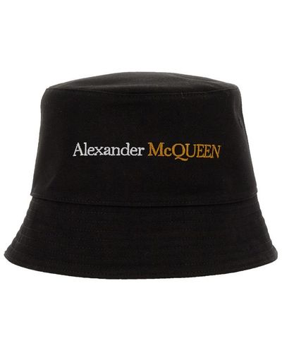 Alexander McQueen Bucket Hat With Logo - Black