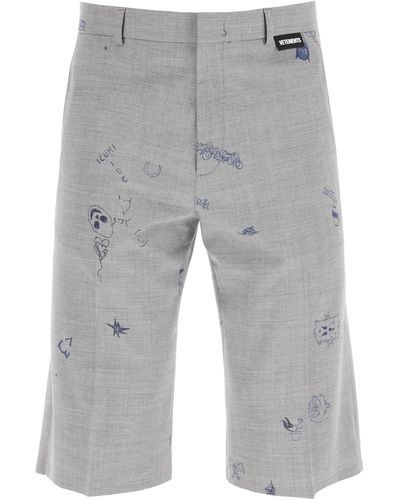 Vetements Scribbled Wool Shorts - Gray