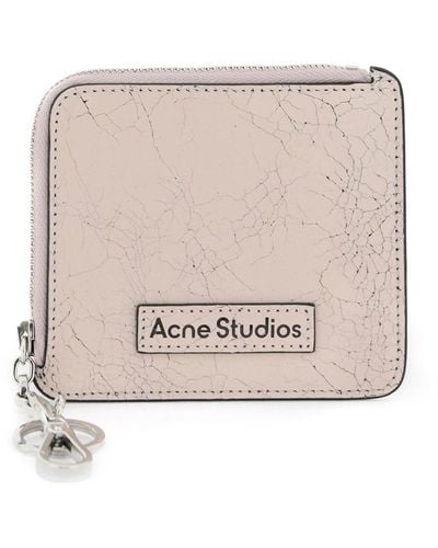 Acne Studios Cracked Leather Wallet With Distressed - Natural