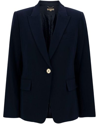 Michael Kors Single-Breasted Jacket With Golden Buttons - Blue