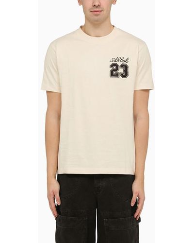 Off-White c/o Virgil Abloh Off- Slim T-Shirt With Logo 23 - Natural