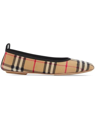 Burberry Check Motif Ballet Flats - White