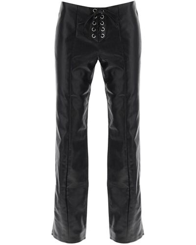 ROTATE BIRGER CHRISTENSEN Straight Cut Pants In Faux Leather - Black