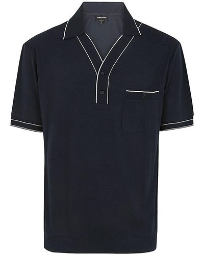 Giorgio Armani Short Sleeves Polo Shirt With Pocket Clothing - Blue