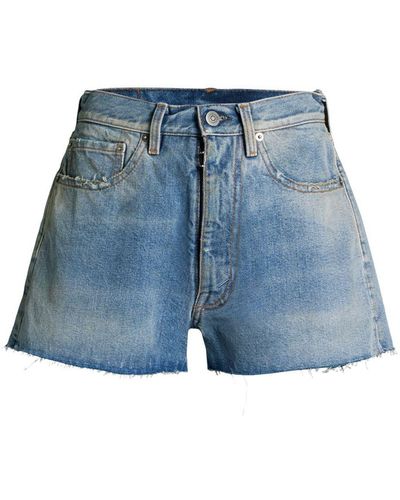 Maison Margiela Raw-edge Denim Shorts - Blue