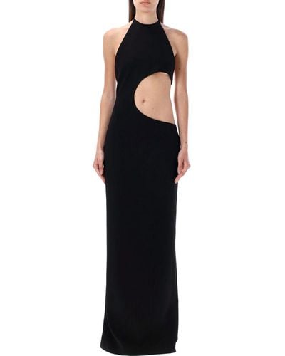 Monot Drawstring Halterneck Cut-out Dress - Black