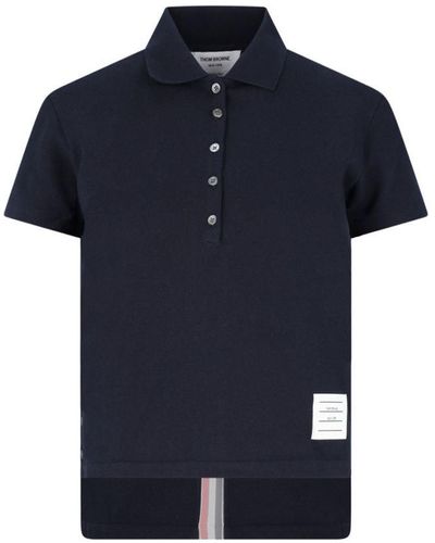 Thom Browne Rwb Cotton Polo Shirt - Blue