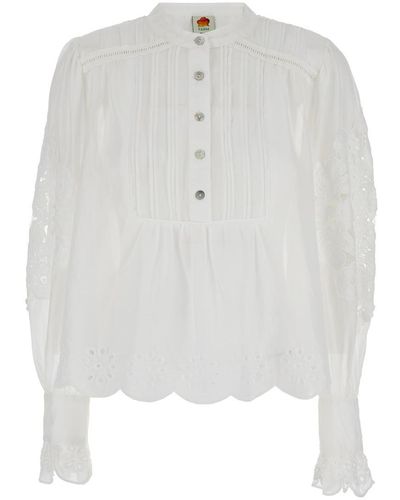 FARM Rio Blouse With Flared Sleeves - White