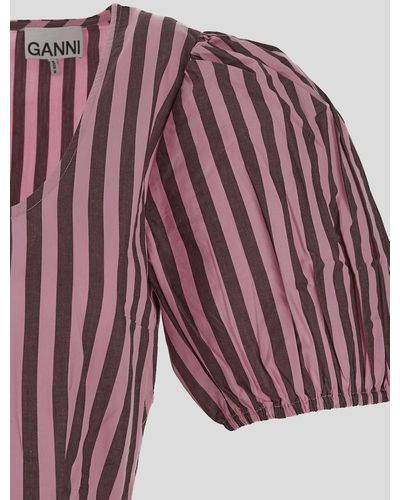 Ganni Striped Cutout Maxi Dress - Purple