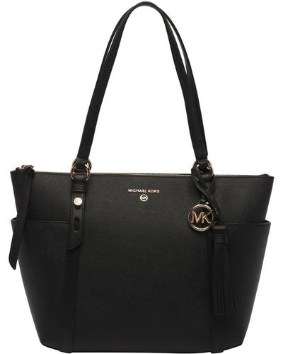 MICHAEL Michael Kors Jet Set Leather Shopper Tote Handbag - Black