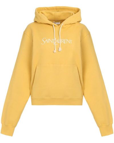 Saint Laurent Cotton Hoodie - Yellow