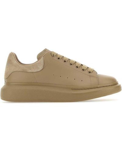 Alexander McQueen Leather Sneakers With Leather Heel - Brown