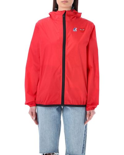 COMME DES GARÇONS PLAY Waterproof Zip Jacket With Hood - Red