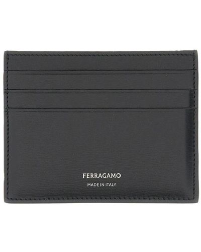 Ferragamo Card Holder With Logo - Black
