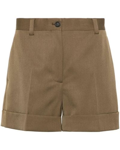 Miu Miu Logo-patch Wide-leg Tailored Shorts - Brown