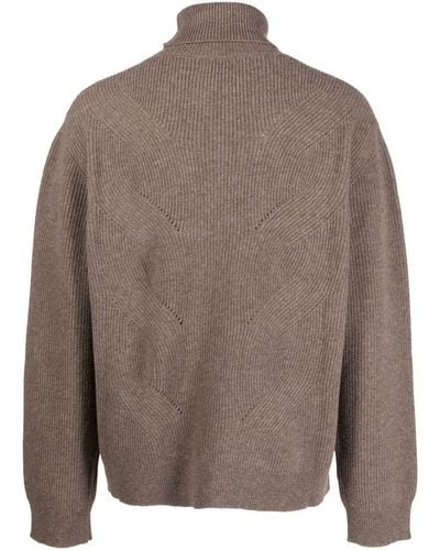 Paura Roll-neck Knit Sweater - Brown