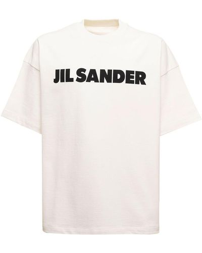 Jil Sander Man 's Oversize Cotton T-shirt With Logo Print - White
