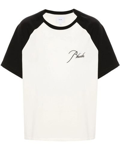 Rhude Logo-Embroidered Raglan T-Shirt - Black