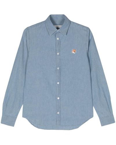 Maison Kitsuné Shirt With Fox Head Application - Blue