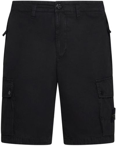 Stone Island Slim-fit Cotton Cargo Shorts - Black