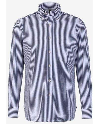 Luigi Borrelli Napoli Textured Cotton Shirt - Blue