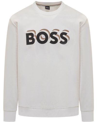 BOSS Sweatshirt With Logo - Grey