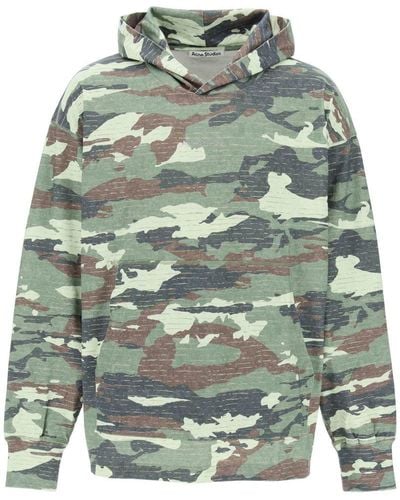 Acne Studios Camouflage Hoodie Sweatshirt With - Green