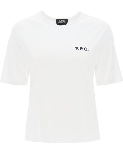 A.P.C. 'carol' Boxy T Shirt With Logo Print - White