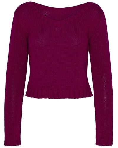 Charlott Fuchsia Cotton Sweater - Purple