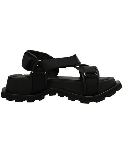 Jil Sander Hiking Platform Sandals With Touch Strap - Black