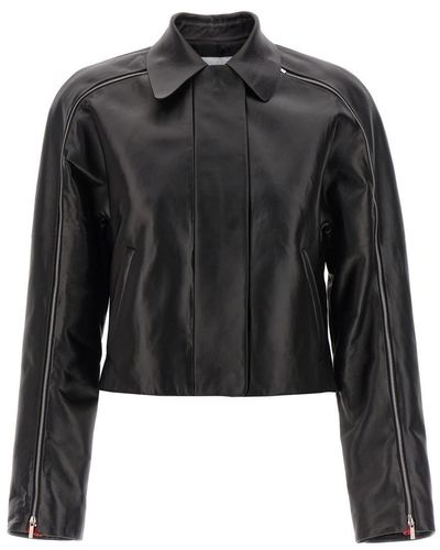 Ferragamo Leather Blouson Casual Jackets, Parka - Black