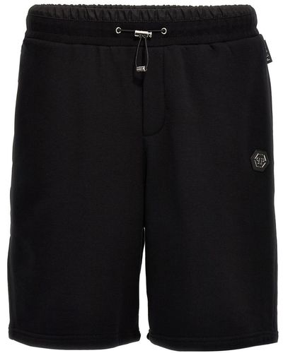 Philipp Plein Logo Plaque Bermuda Shorts Trousers - Black