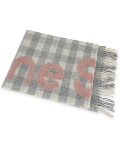 Acne Studios "Checked Scarf With Logo Pattern" - Gray