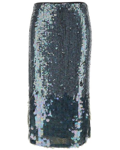 P.A.R.O.S.H. Midi Skirt With All-Over Sequins - Blue