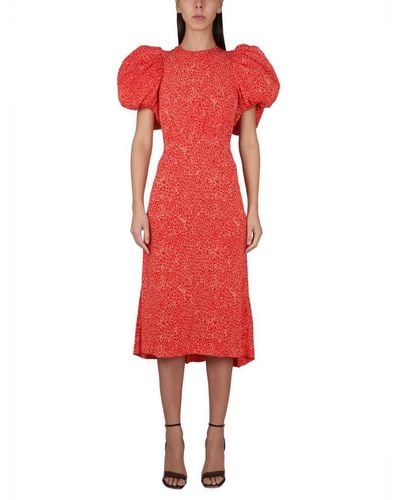 ROTATE BIRGER CHRISTENSEN Floral-print Jacquard Midi Dress - Red