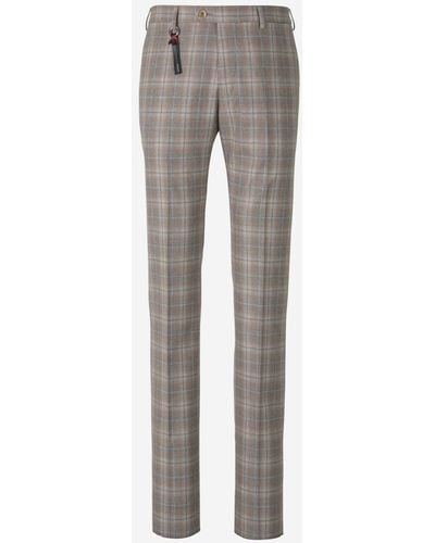 Marco Pescarolo Formal Checked Pants - Grey