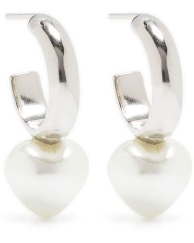 Simone Rocha Pearl Heart Hoop Earrings - White