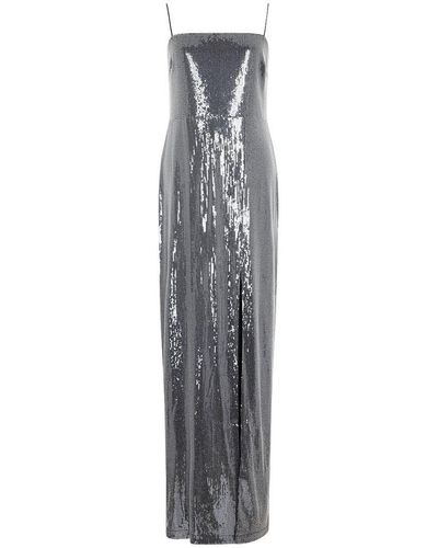 ROTATE BIRGER CHRISTENSEN Sequin Maxi Slit Dress - Gray