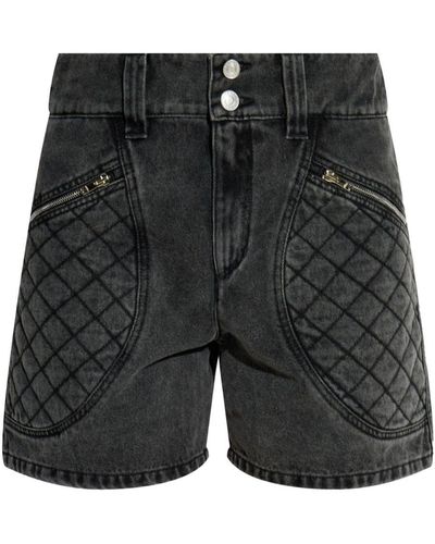 Isabel Marant Quilted Denim Shorts - Black