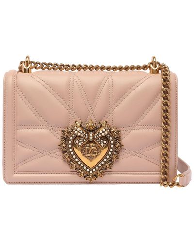 Dolce & Gabbana Medium 'devotion' Bag In Quilted Nappa Leather - Pink