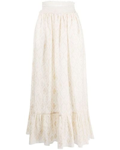 Gucci Embroidered Long Skirt - White