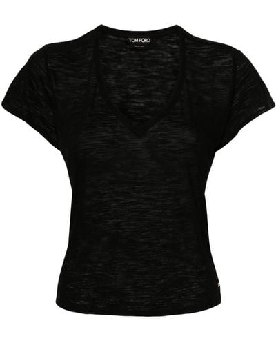 Tom Ford Semi-sheer Mélange T-shirt - Black