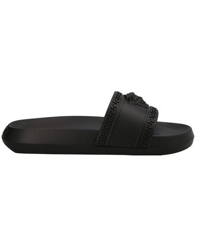 Versace 'palazzo' Rubber Slides - Black