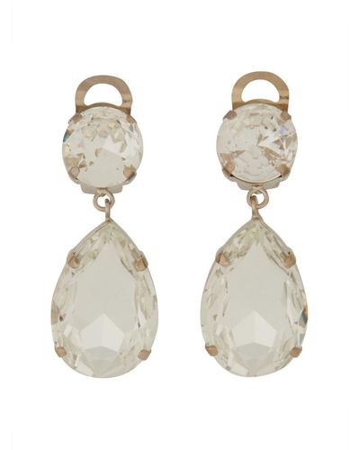 Moschino Pendant Earrings With Jewel Stones - Natural