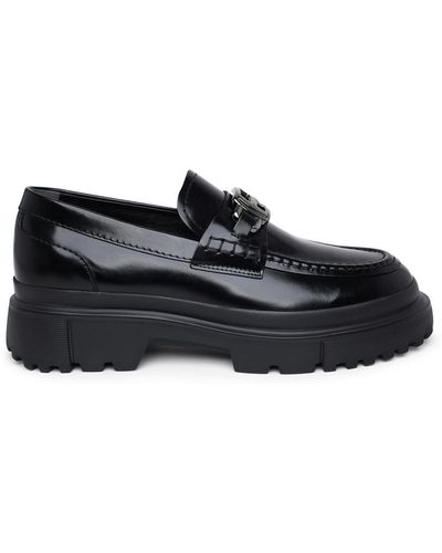 Hogan H629 Black Leather Loafers