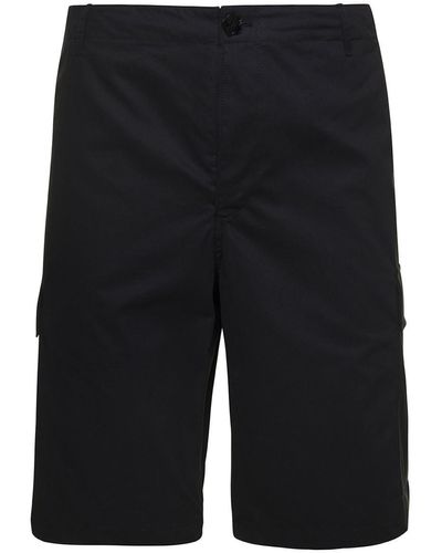 KENZO Cargo Shorts With Logo Patch - Blue