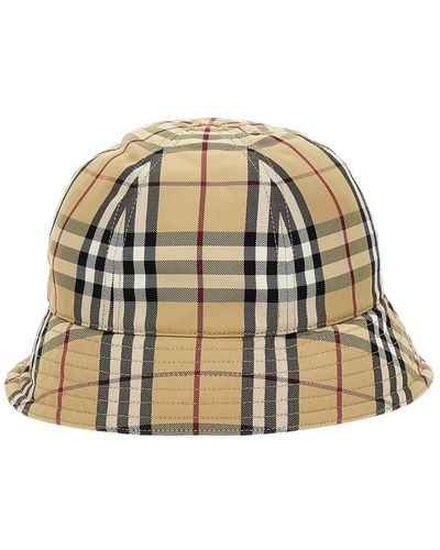 Burberry Check Bucket Hat Hats - Natural