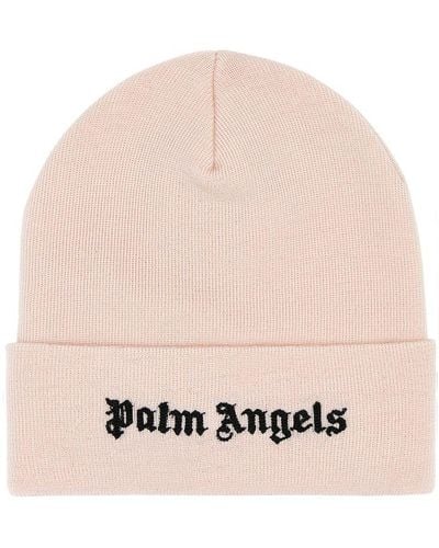 Palm Angels Logo Cotton Beanie - Natural