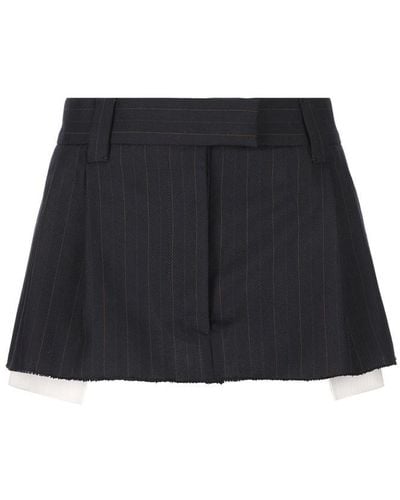 Miu Miu Striped Mini Skirt - Black